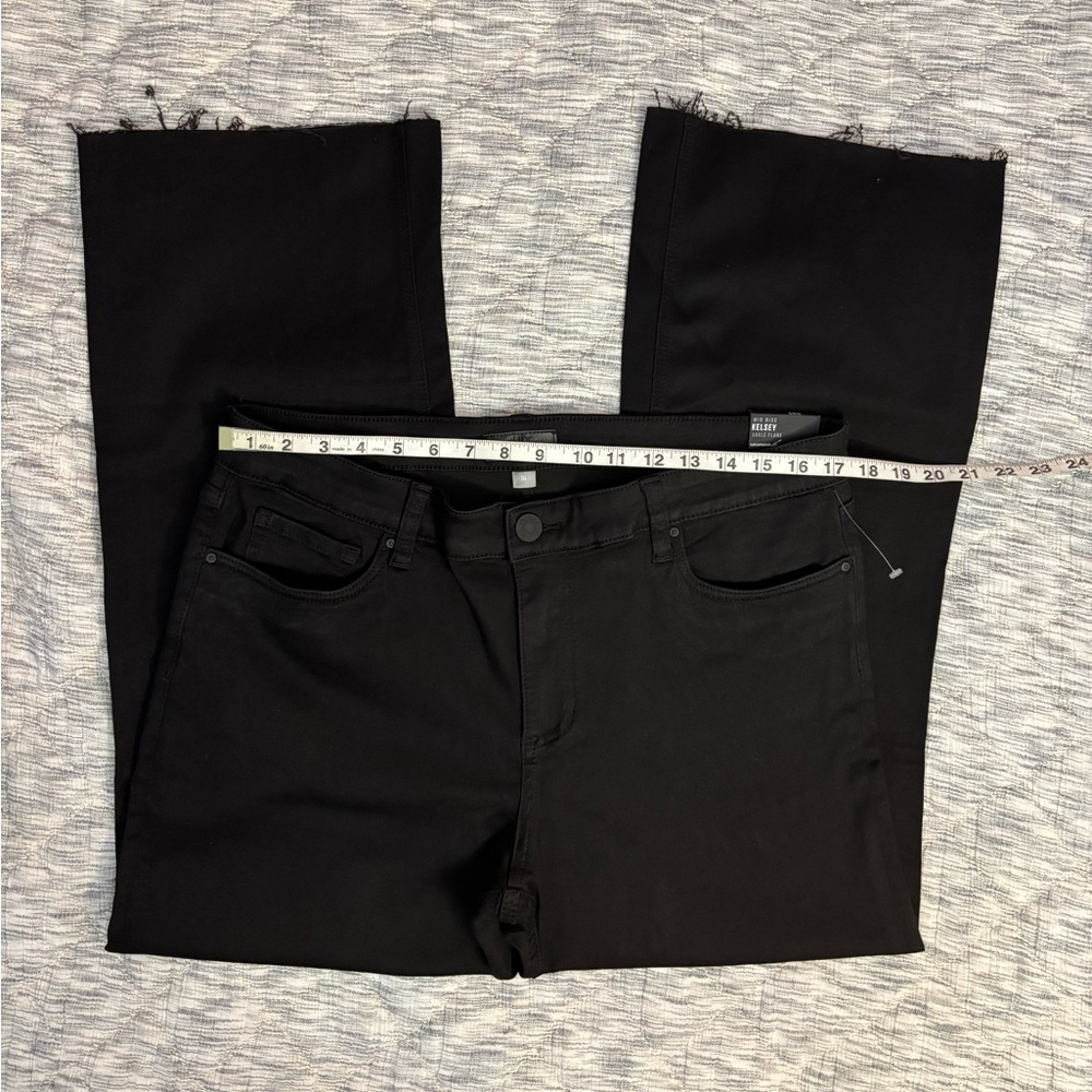 KUT From The Kloth Mid Rise Kelsey Ankle Flare Jeans In Black Sz 16 NWT -